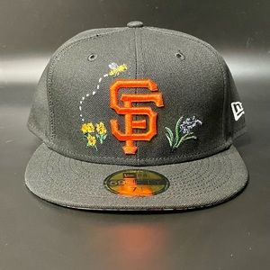 San Francisco Giants Fitted Hat New Era Watercolor Floral 59FIFTY Cap Sz 7 3/8